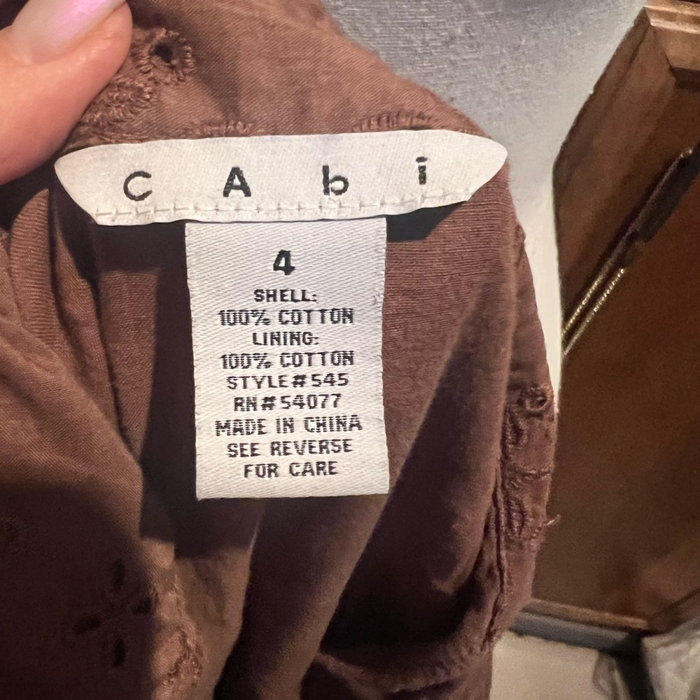 CAbi Brown A-Line Midi Dress with Plunge Neckline - Picture 7 of 7